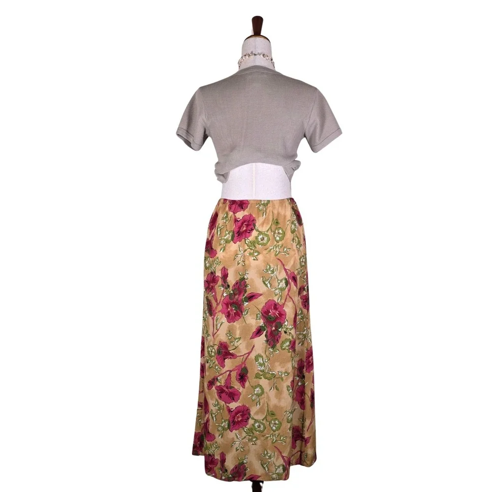Vintage 90s Slip Skirt Size M‎ Floral Button Front Midi Soft Grunge Fairy Y2K